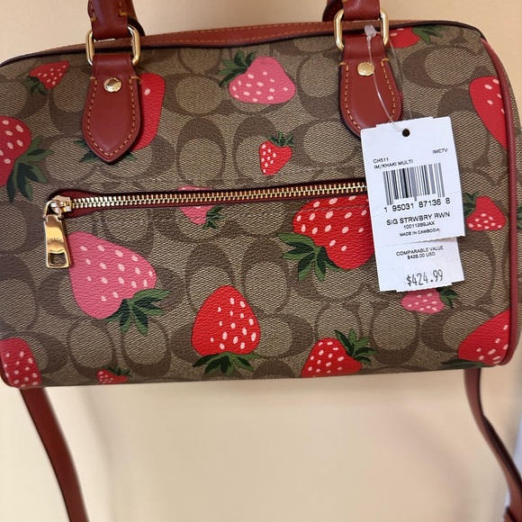 Coach Brown and Red Strawberry Print Women's Bag (SIG STRWBRY RWN) - Picture 3 of 6